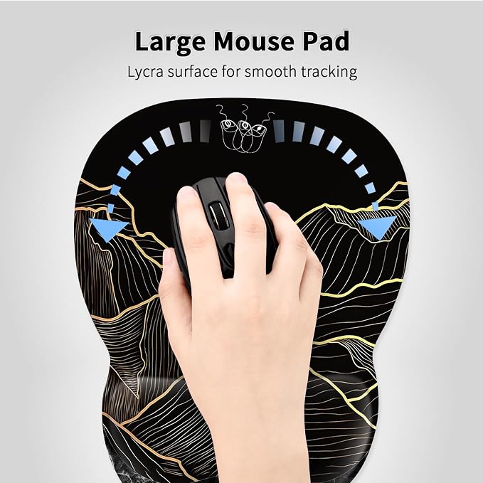 EooCoo Ergonomic Mouse Pad with Wrist Rest, Memory Foam Support Mousepad | Non-Slip Base for Computer, Cafe, Home & Office, 9.64 x 8.26 in Office Desk Accessories, Carpal Tunnel Relief