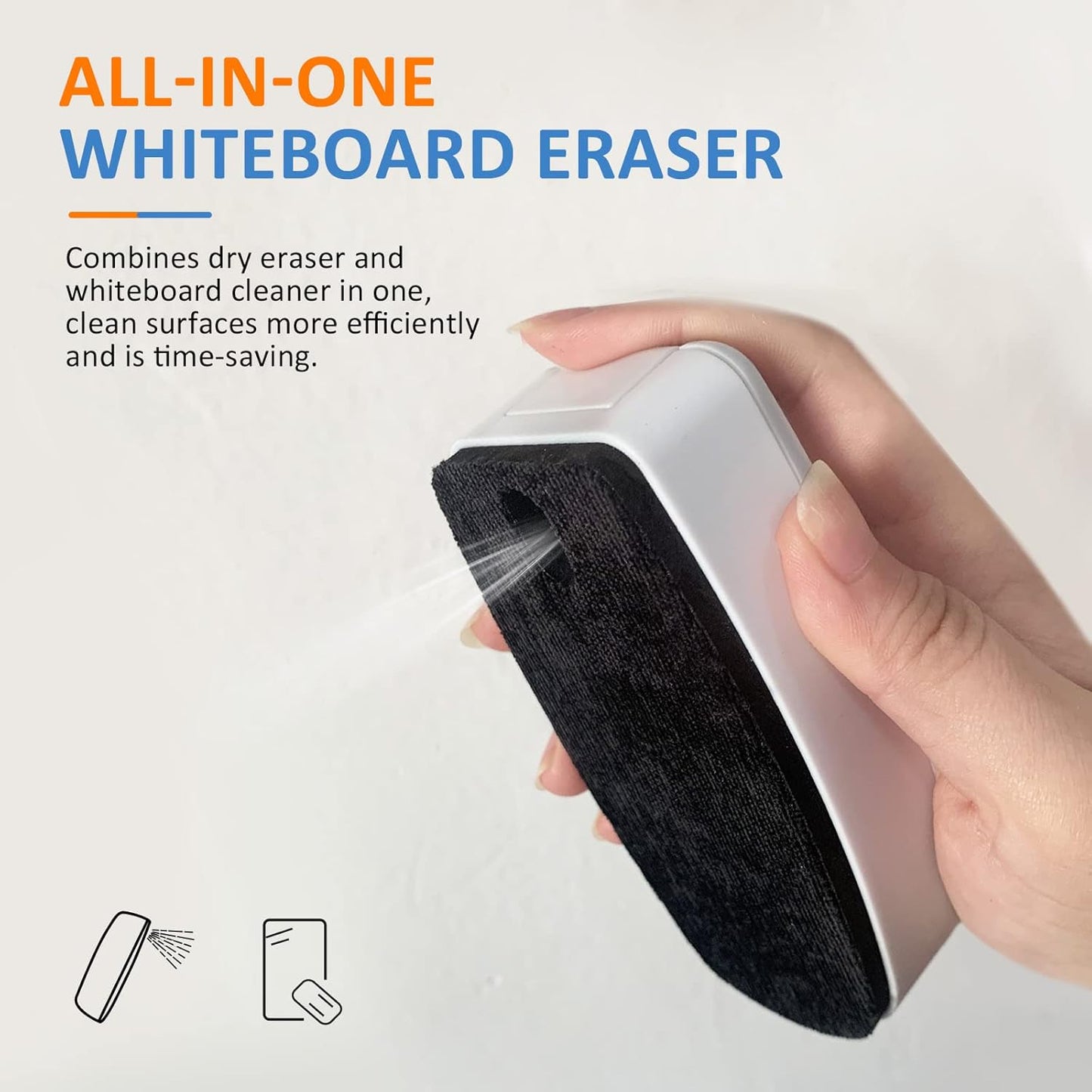 Dry Erase Markers for Black Glass Board, 2-in-1 Magnetic Chalkboard Spray Eraser & Washable Reversible Dual Tip Liquid Chalks - Bullet & Fine Point for Window Acrylic Refrigerator