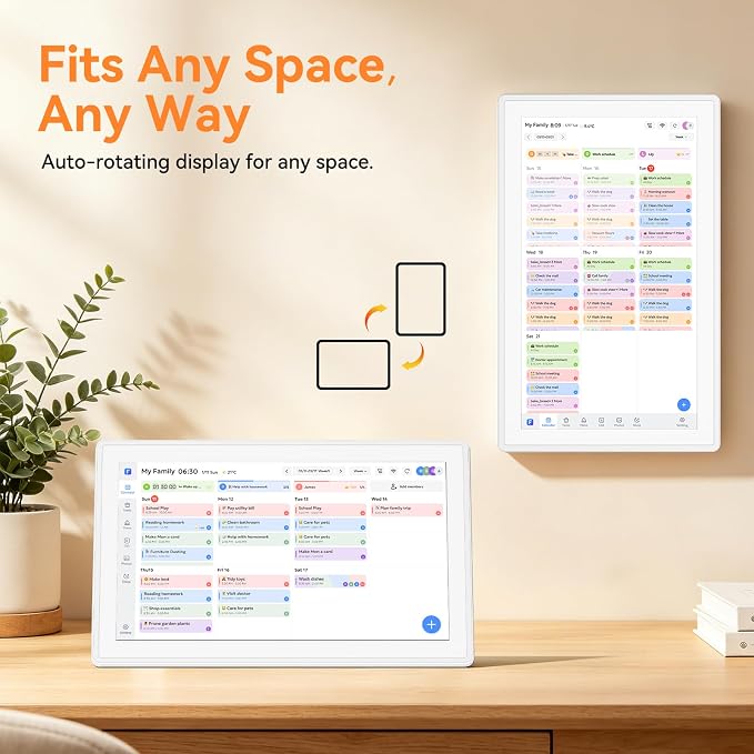 15.6" Smart Digital Calendar - No Subscription Family Hub with Calendar Sync, Meal Planner, Photo & Video Display, Touch Screen, Wall & Desk Mount, Gifts for Women Men (White)