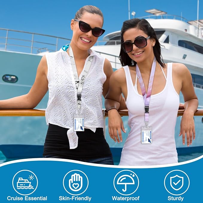 HONSIO 6 Pack Cruise Lanyard for Ship Cards, Cruise Essentials 2026, Marble | Detachable Lanyards with Waterproof ID Badge Holders, Cruise Must Have for Carnival, Royal Caribbean, NCL