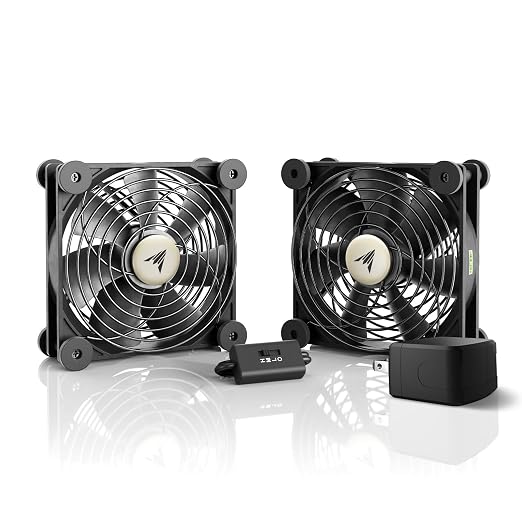 AC Infinity MULTIFAN S7-P, Quiet Dual 120mm AC-Powered Fan with Speed Control, UL-Certified for Receiver DVR PlayStation Xbox Component Cooling