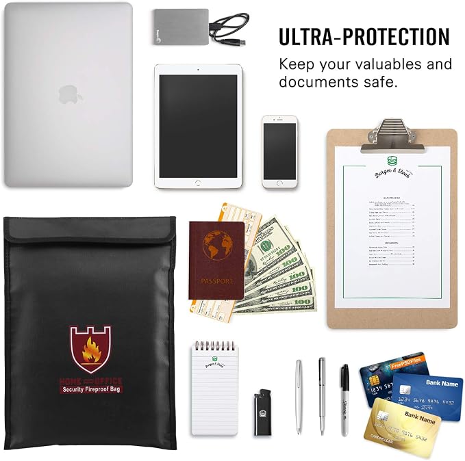 MoKo Fireproof Money and Document Bag, 15 x 11 Inch