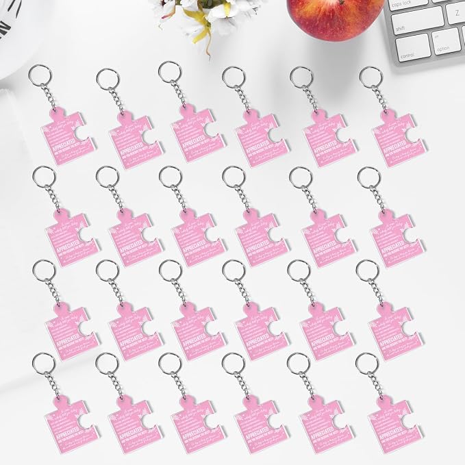 Team Appreciation Gifts Bulk Thank You Keychains for Coworkers | Gift Set for Employee, Staff, Teachers, Teamwork Puzzle Piece Keyring, Acrylic