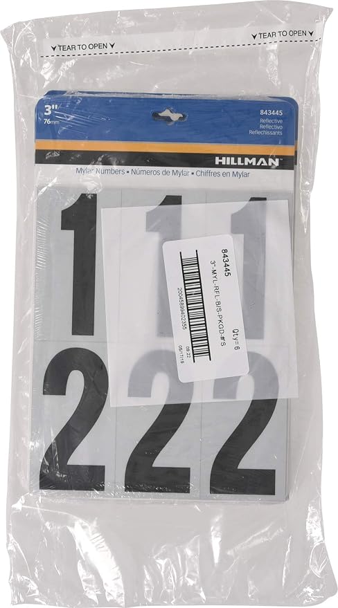 Hillman 843445 Reflective Adhesive Mailbox Number Pack, 3", Black and White