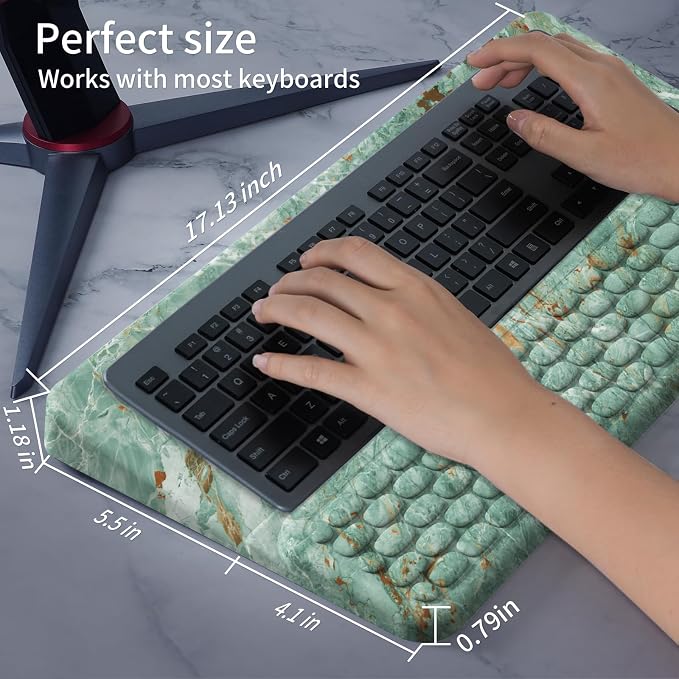 Keyboard Stand for Desktop, Keyboards Wrist Rest, Ergonomic Keyboards Holder for Easy Typing Working, Wrist pad for Keyboards with Comfortable Wrist Rest for Keyboard Marble Green