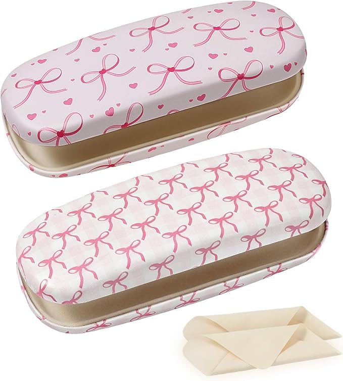 MoKo Hard Shell Eye Glasses Case, PU Leather Eyeglasses Cases with Cloth