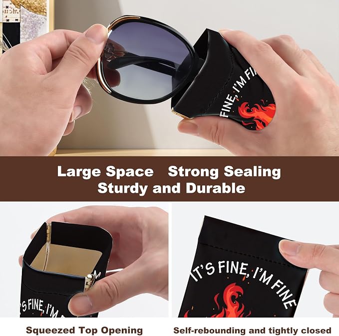 Anikathy 2Pcs Sunglass Eyeglass Glasses Case Soft PU Leather with Cleaning Cloth Cute Glasses Pouch Bag for Men Women Girs