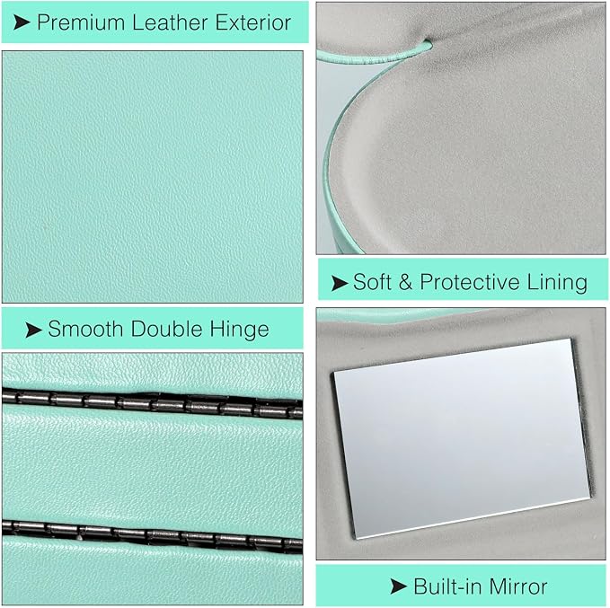 MoKo Double Eyeglass Case, Contact Lens Case with Mirror Tweezers Remover, 2 in 1 Double Sided Portable Contact Lens Box Holder Container Soak Storage Kit Sunglasses Pouch for Men & Women, Green
