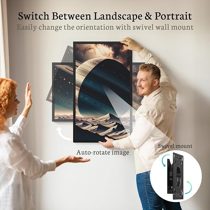 BSIMB 32 Inch Large Digital Picture Frame, Touchscreen 64GB 1920x1080 FHD WiFi Photo Frame Electronic Display Wall Mount Include, Share Pictures/Videos via App/USB/SD, Easy Setup, Gifts for Mom, Black