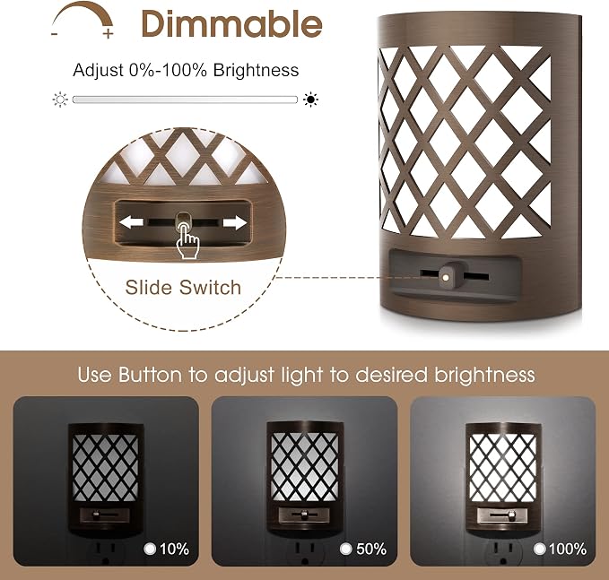 DORESshop LED Plug in Night Light [2 Pack], Night Lights Plug Into Wall, Dusk to Dawn Sensor Night Light, Decorative Night Lights, Adjustable Brightness for Bedroom, Hallway, Stairway, Daylight White