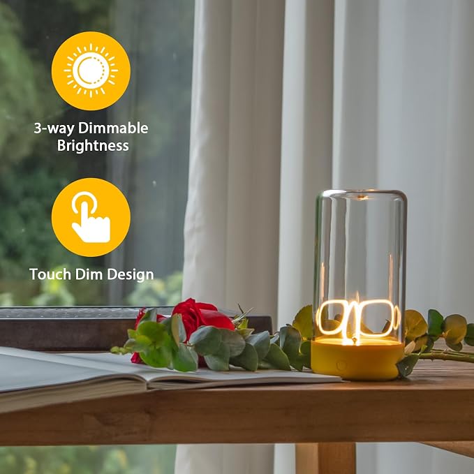 Mini Minimalist Cordless Table Lamp, Rechargeable Ambient Light, Yellow