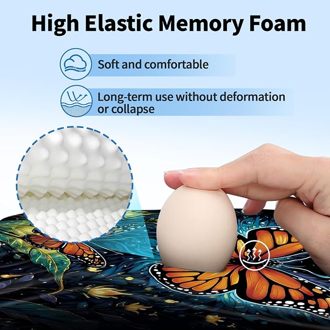 YIWEI Ergonomic Mouse Pad with Wrist Rest for Carpal Tunnel Pain Relief | Memory Foam Wrist Support,Non-Slip Rubber Base, Keyboard Computer Mousepad,Lycra Cloth Surface,Gaming Home Office