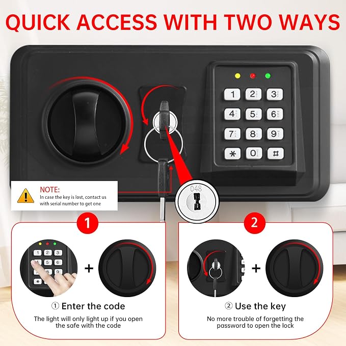 3.5 Cuft Large Safes for Home Use Water and Fireproof, Digital Security Fire Safe Box with Programmable Keypad, Key Lock & Removable Shelf, Anti-Theft Document Safe for Money, Medicine and Valuables