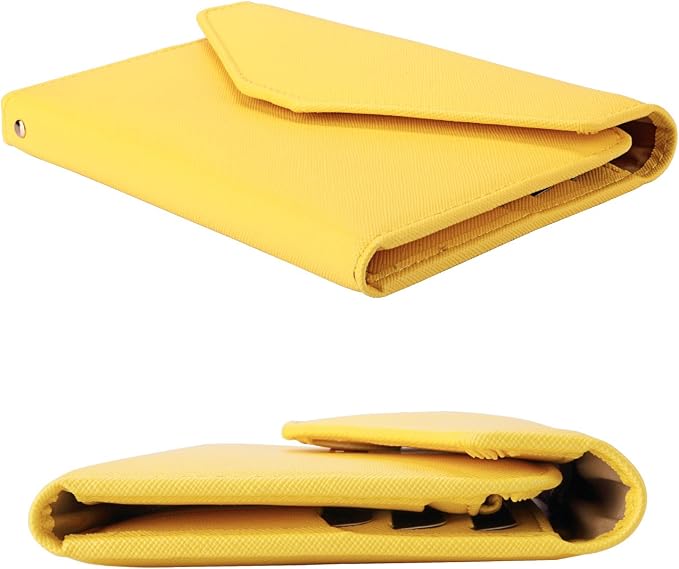 Passport Holder Travel Wallet Organizer for Women,Primrose Yellow | RFID secure, 6 card slots, 28 sim pockets, passport holder with zip-around wallet, slim fit for women travelers.