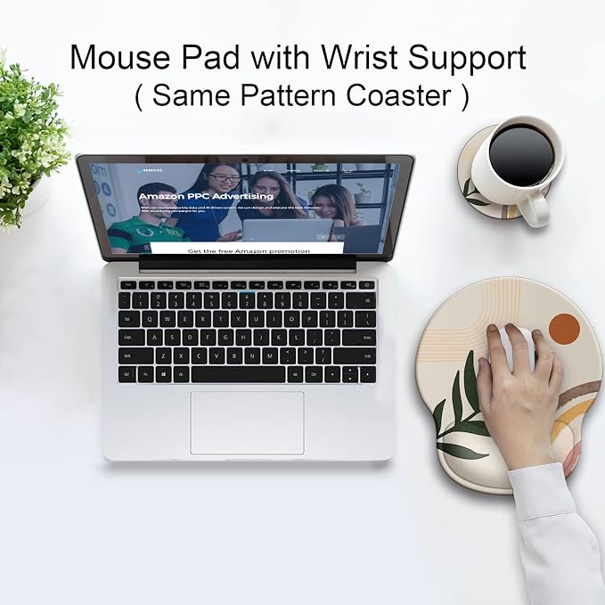 Ergonomic Mouse Pad with Wrist Rest Support,Gel Mouse Pads for Desk | Big Mousepad With Coaster Non-slip & Pain Relief for Computer, Home&Office Desk Decor