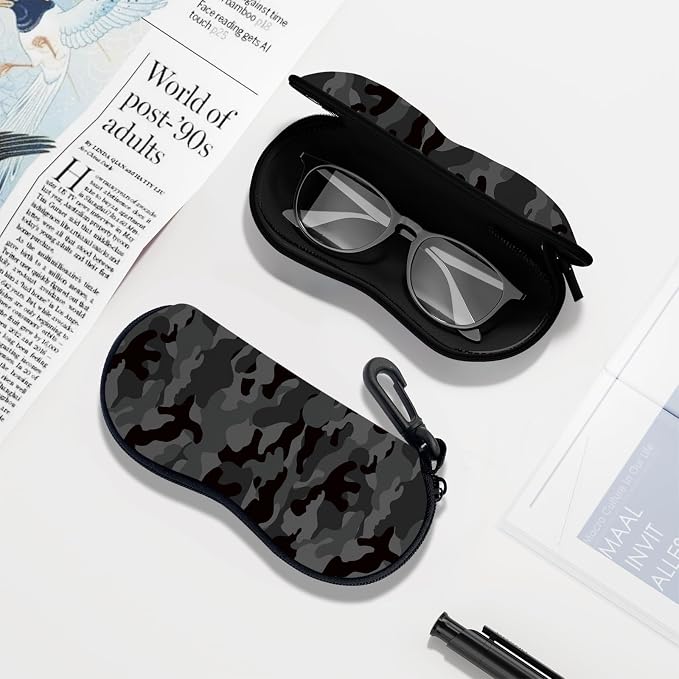 Sunglasses Soft Case, Ultra Light Portable Neoprene Zipper Glasses Case for Men Women