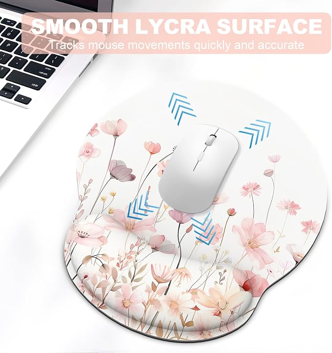 Ergonomic Mouse Pad with Wrist Rest and Keyboard Wrist Rest, Mousepad | Memory Foam Wrist Rest for Computer Keyboard, Pain Relief, Non-Slip Base,Mouse Pad Wrist Support for Gaming,Watercolor Flower