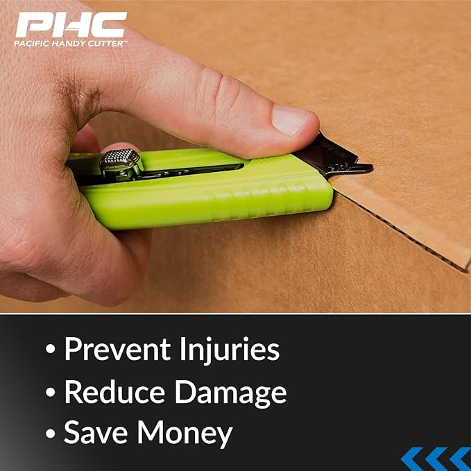 Pacific Handy Cutter S5R Box Cutter | Heavy Duty Utility Knife, Tape Splitter, & Film Cutter | 3-Position Retractable Box Cutter with Easy Blade Change | For Right Handed Users
