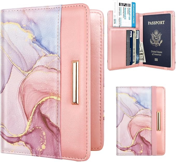 Coco Rossi Passport Holder for Travel Women Slim RFID Passport Cover Wallet | Travel Essentials, Passport Book Holders, Passport Wallet Cover Case, PU Leather, Cute, Thin, Spliced Design, Watercolor