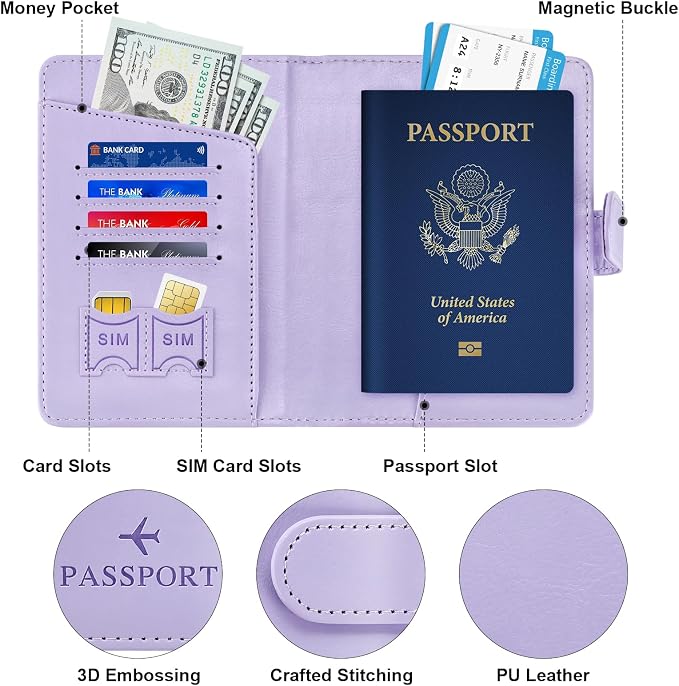 Passport Holder for Travel Essentials Wallet Cover Case Women Men Gift | Passport Holder for Travel Cruise Essentials, Passport Wallet Cover Case Women Men Travel Gifts