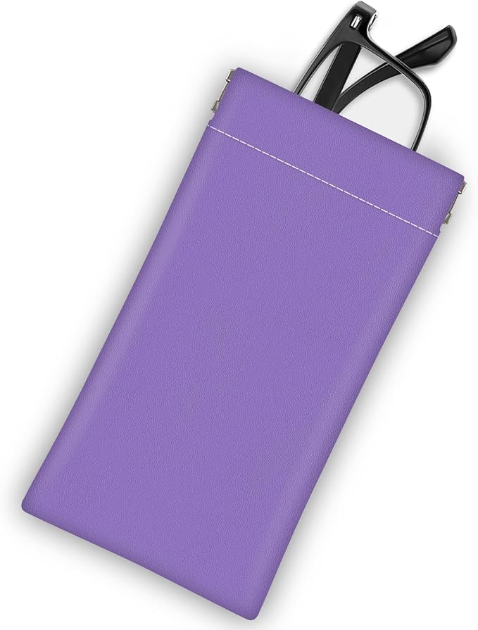 Soft Sunglasses Eyeglass Glasses Case,7x3.5inch Portable PU Leather Squeeze Top Holder Bag Pouch for Women Men