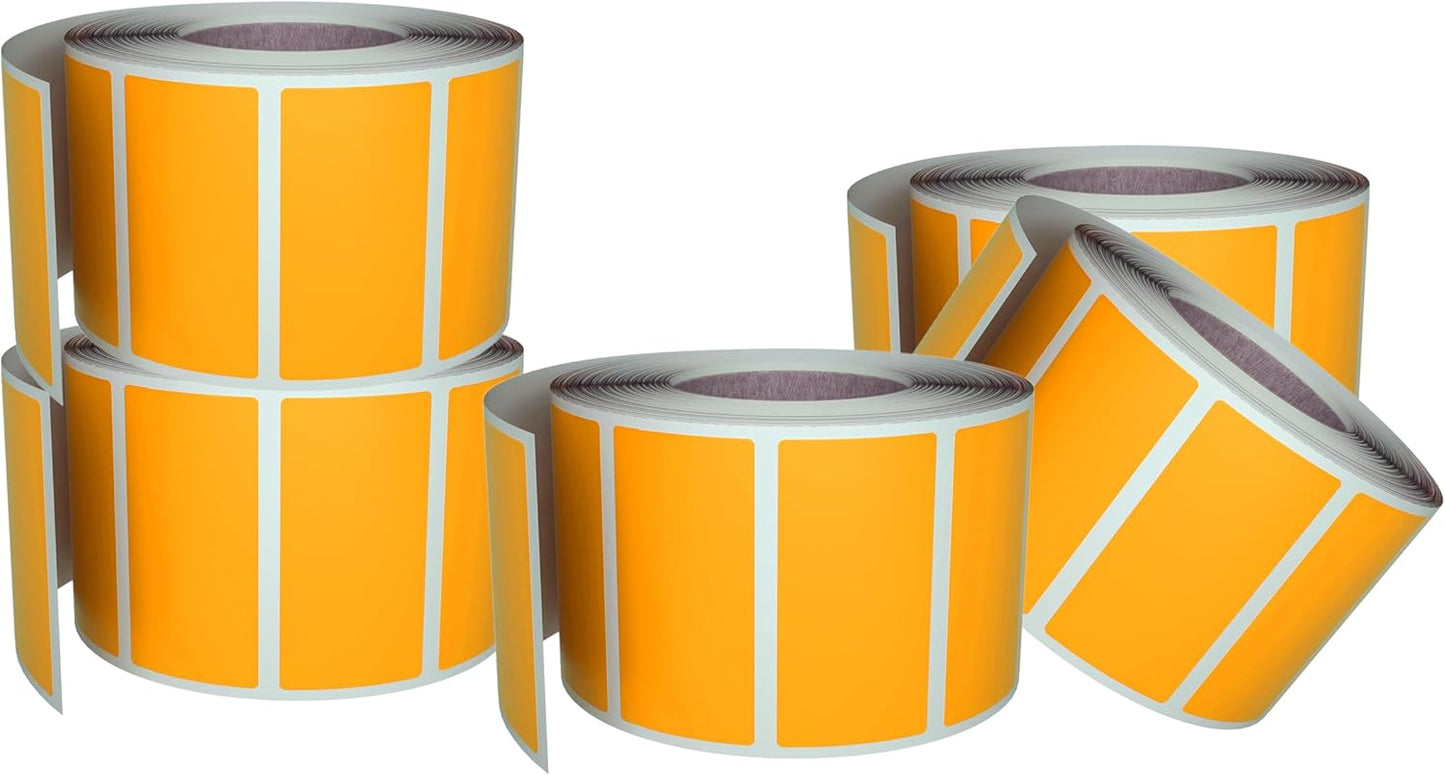 Small Color-Coding Label Roll 40mm x 19mm, 5 Rolls- 2500-Pack, Rectangular Labels Paper Sheets Bulk 1.57in x 0.75 in (Neon Orange) by Royal Green