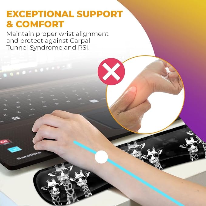 Computer Mouse Desk Pad, Mouse Pad Wrist Protector Printed with Cool Giraffes, Ergonomically Non-Slip Rubber Comfortable Computer Keyboard Wrist Rest Desktop Decoration Office Accessories