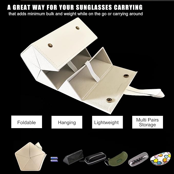 Longjet Sunglasses Organizer Travel Glasses Case 5 Slots Multiple Pairs Eyeglasses Storage Box Hanging Eyewear Holder