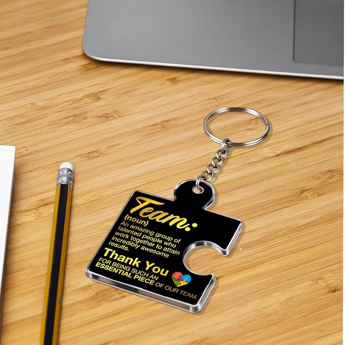 Team Appreciation Gifts Bulk Thank You Keychains for Coworkers | Gift Set for Employee, Staff, Teachers, Teamwork Puzzle Piece Keyring, Acrylic