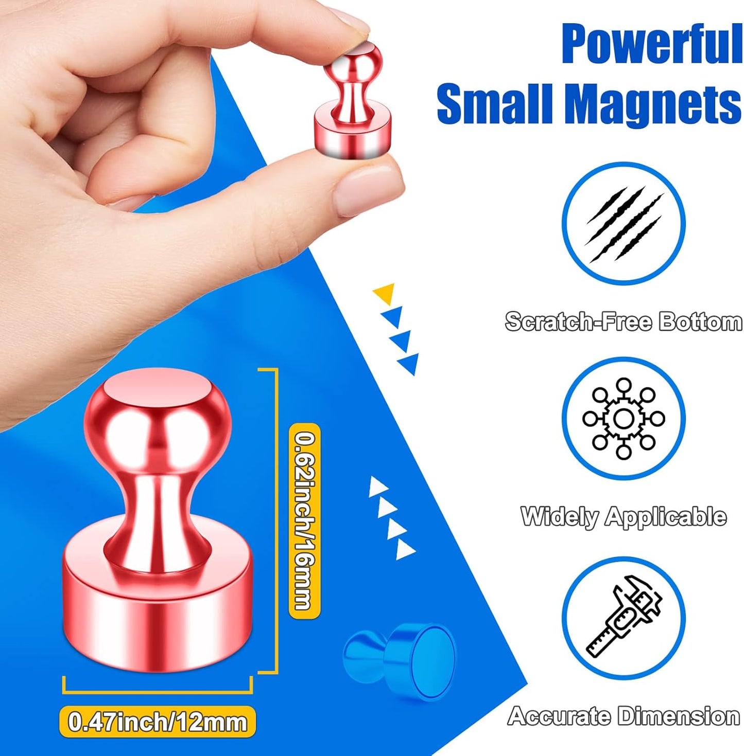 Strong Refrigerator Magnets, 120 PCS Cute Whiteboard Magnets, Rose Gold Magnetic Push Pins, Magnetic White Board Set for Fridge, Office, Kitchen, Locker Accessories, Desk Accessories