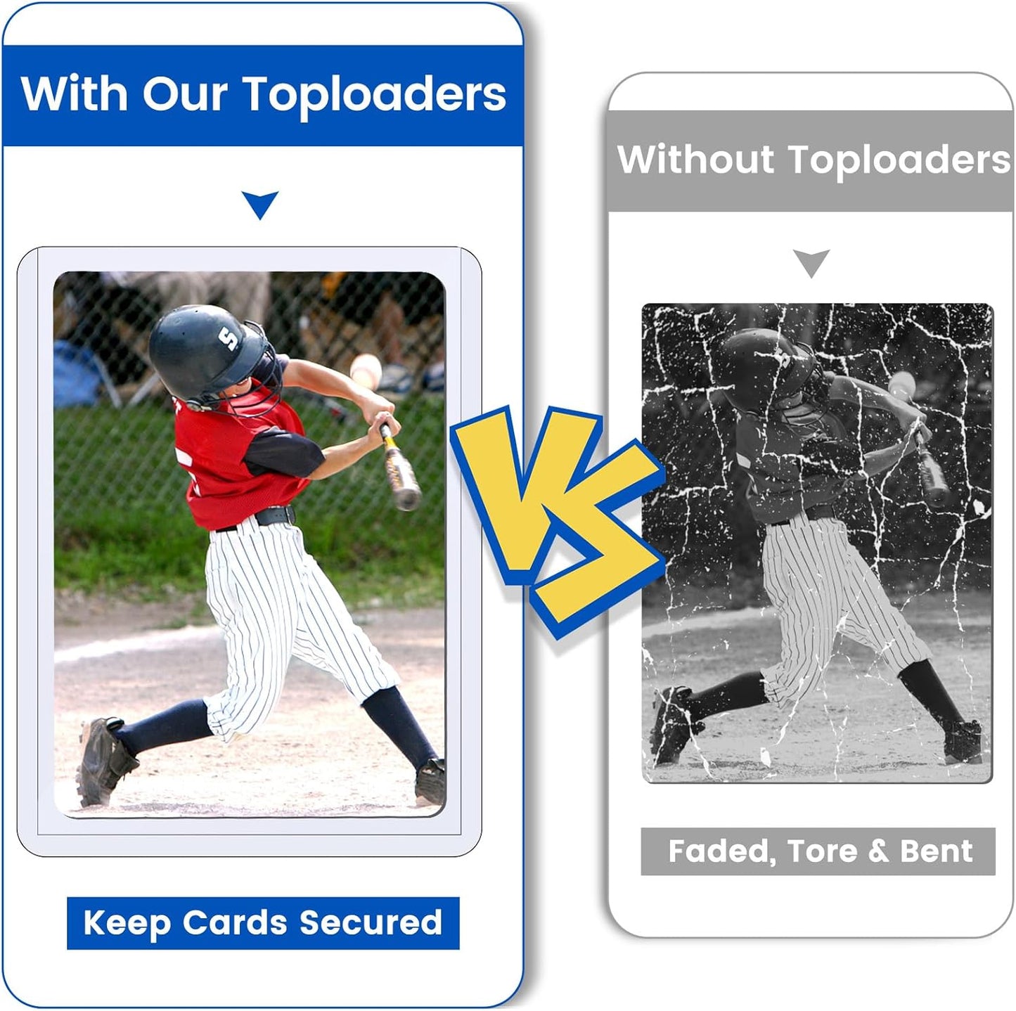 142 Card Sleeves Top Loaders for Cards, Sooez Premium 3" x 4" Baseball Card Protectors, Hard Plastic Trading Card Sleeve, Cards Holder for Baseball, Football Sports (42 Toploaders + 100 Penny Sleeves)