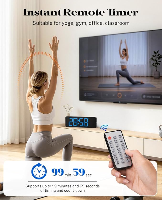 Digital Clock Large Display, 13" Large Wall Clock for Classroom | Big Led Wall Clocks with Remote Control,Date,Week,Alarm,Temp&DST for Bedroom,Living Room,Gym,Office,Garage