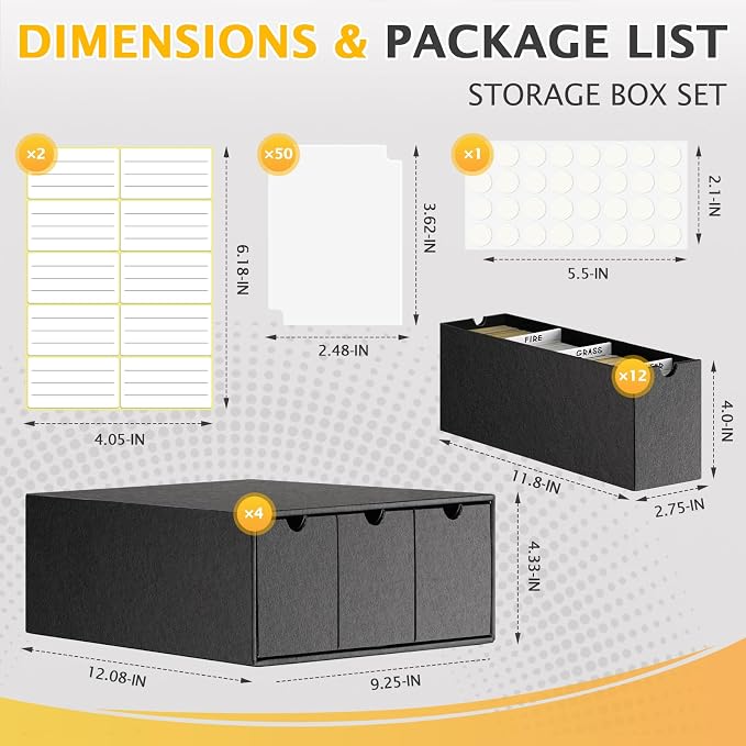 Kitoyz 8000+Trading Card Storage Boxes with 50 Card Storage Box Dividers,Baseball Footall Sport Card Storage Collection Compatible with Game Cards
