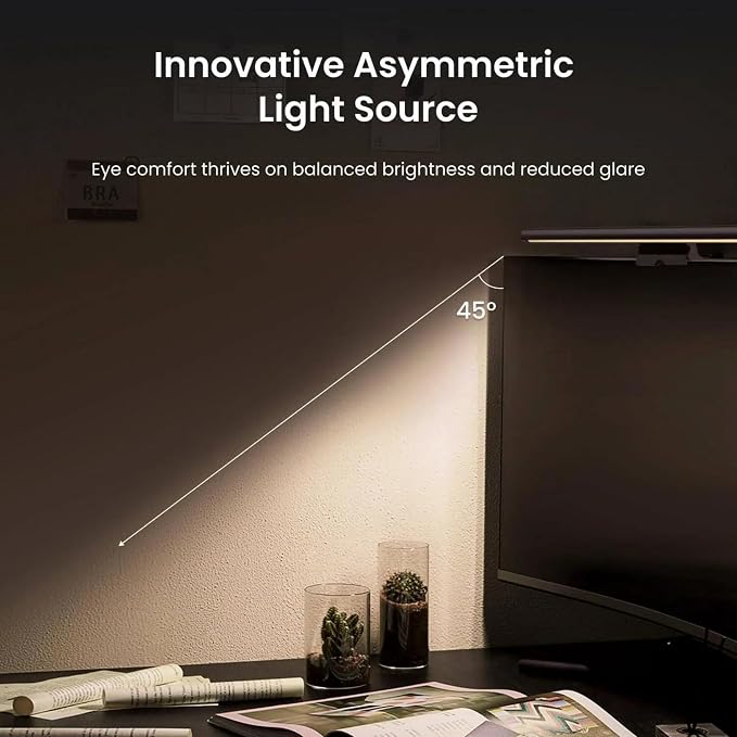 YEELIGHT Monitor Light Bar with Remote, Computer Monitor Lamp for Home Office Gaming, 250LM No Glare Eye-Care Screen Bar, Touch Control USB Desk Lamp with Stepless Dimming for Flat & Curved Monitor