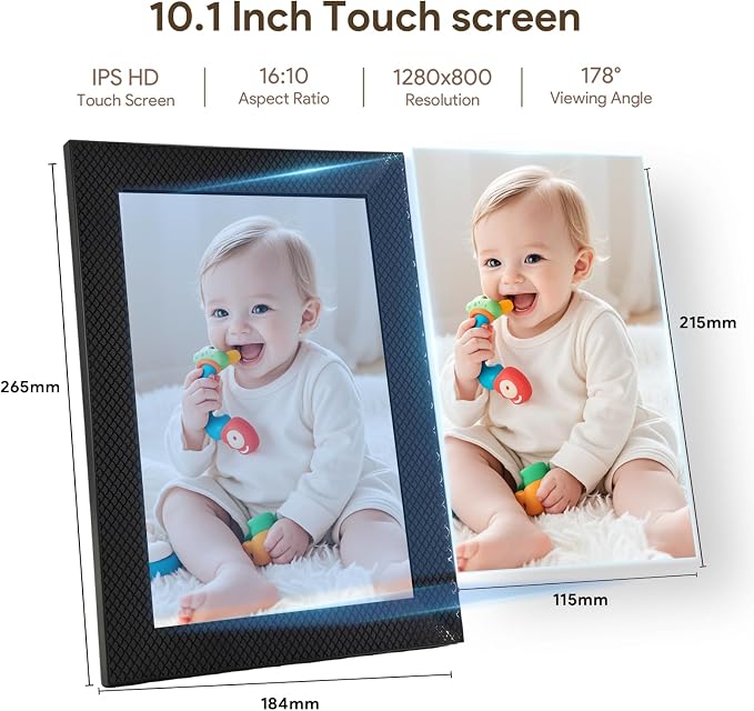 Digital Picture Frame, 10.1-inch High Definition Touch Screen, 16GB Memory, Digital Photo Frame with Automatic Rotation Feature.Gift for Mother's Day, Parents, Grandparents
