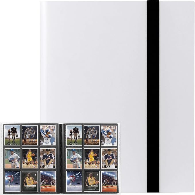 GEAoffice Card Binder, 9 Pockets Trading Card Album Folder, 360 Side Loading Pocket Binder for Sports&Game Cards, MTG and Other TCG, White