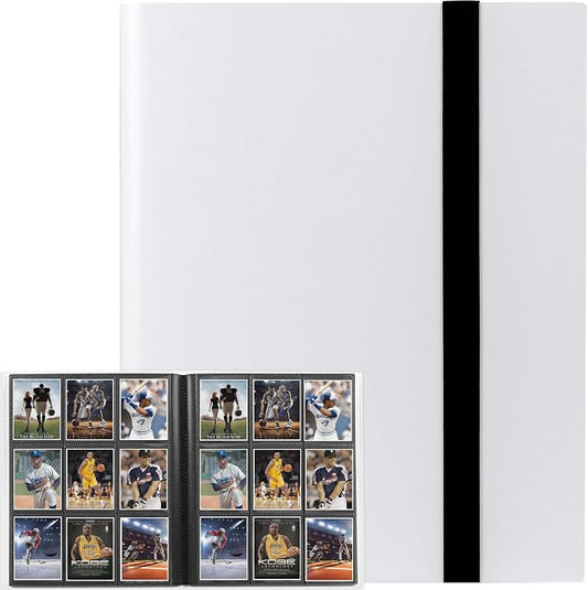 GEAoffice Card Binder, 9 Pockets Trading Card Album Folder, 360 Side Loading Pocket Binder for Sports&Game Cards, MTG and Other TCG, White