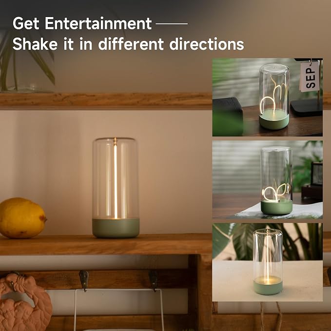 Mini Minimalist Cordless Table Lamp, Rechargeable Night Stand Lamp, Olive Green