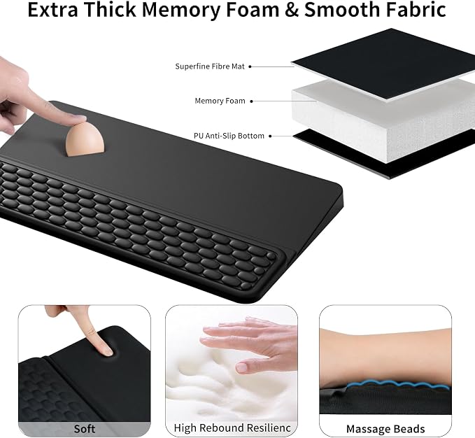 Wrist Rest for Computer Keyboard, Keyboard Wrist Rest, Ergonomic Keyboards Holder for Easy Typing Working, Wrist Pad for Keyboards with Comfortable Wrist Rest for Keyboard Black