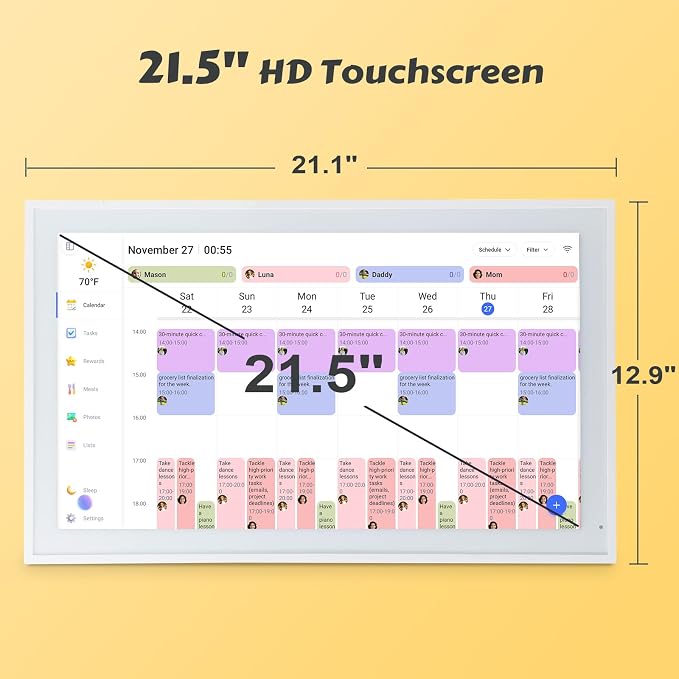 COMIX 21-inch Smart Digital Wall Calendar,WiFi Large Touchscreen Family Organizer,Syncs Google/iCloud/Outlook, Digital Chore Board & Meal Planner,Wall Mounted Smart Home Display for Busy Households
