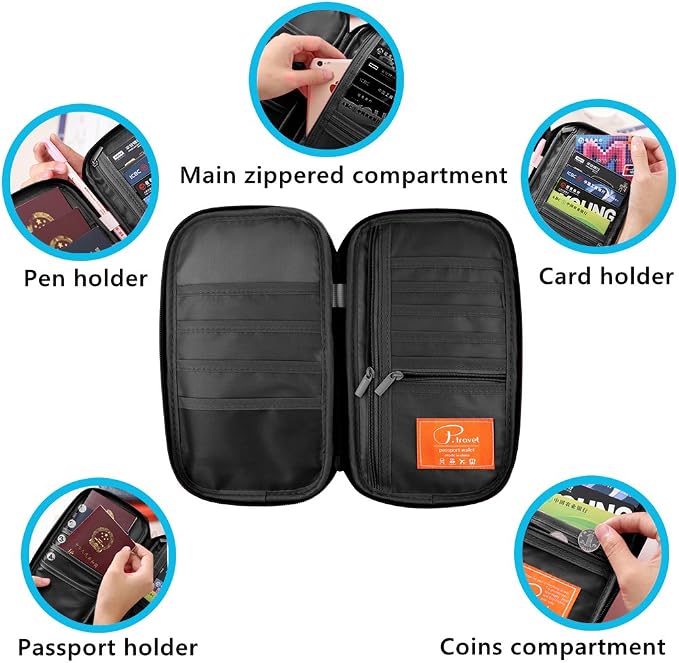 VanFn RFID Travel Passport Wallet, Family Passport Holder, Trip Document Organizer P.Travel Series