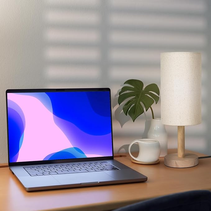LALISU Small Table Lamp for Bedroom, Nightstand Lamp Linen Lampshade Bedroom Wood Base Small Bedside Lamp for Night Stands, Desk Lamps for Reading Living Room, Office (LED Bulb Included) (Wood Base)