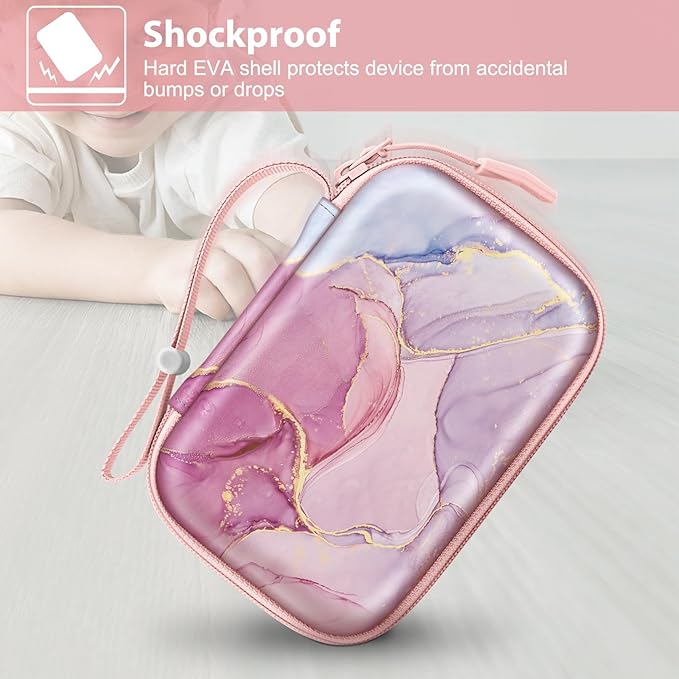 FINTIE Label Maker Case Compatible with Phomemo D30 D35, NELKO P21, SUPVAN E10, NIIMBOT D11 D110, JADENS D110, ORGSTA S001 - Portable Shockproof Hard Shell Label Printer Carrying Cover, Dreamy Marble