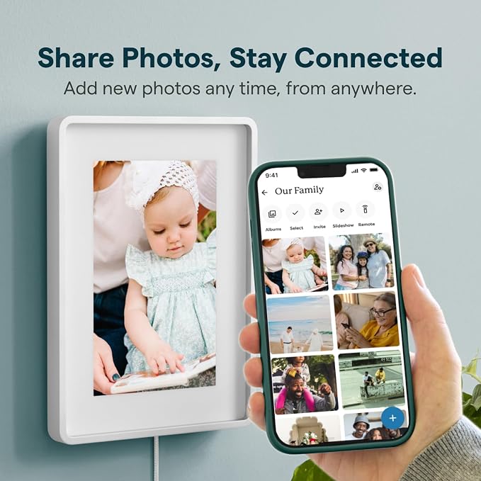 Skylight Digital Picture Frame 2 – 10" Full HD Wi-Fi Touch Screen, 16GB Digital Photo Frame, Load Photos & Videos Directly from Phone, Anti-Glare – Personalized Gifting, Silver