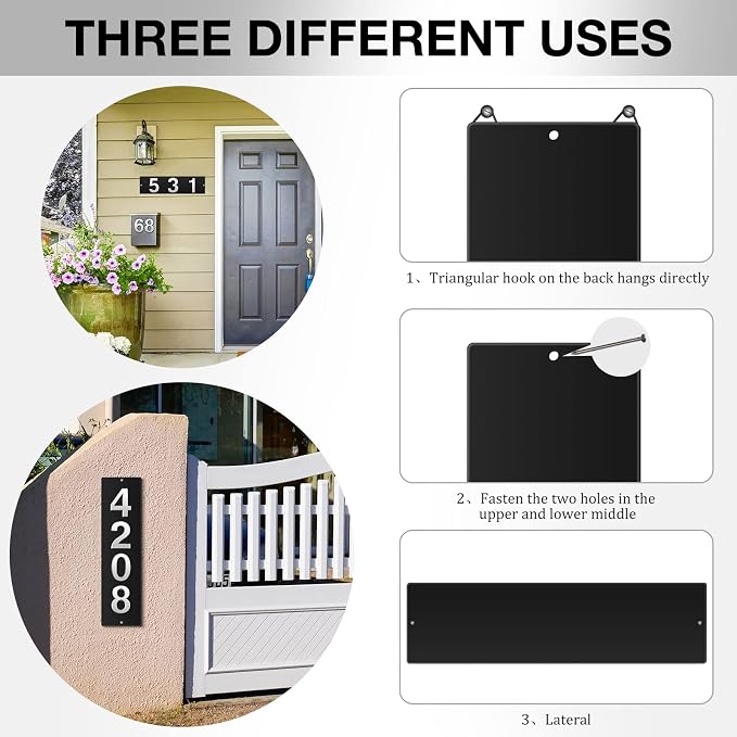 House Address Plaques Metal Address Sign Outside House Number Mailbox Number Sign for House Home Hotel Office Garden Decorative Wall Plaque(11.8 inch,Simple Style)