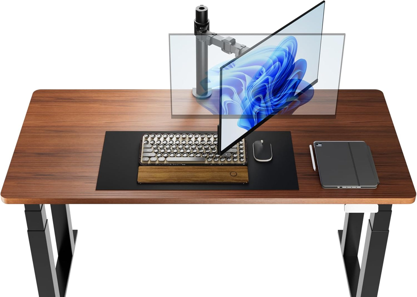 Amazon Basics Single Computer Monitor Stand with Tilt and Rotation, Height Adjustable VESA Desk Arm Mount, Steel, 30 inches, Black