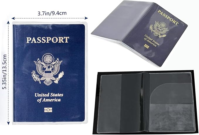 3-Pack Passport Holder + 2 PVC Covers, RFID, PU Leather(Black) | Waterproof,scratchproof, dustproof. Lightweight, slim. Keeps cards & travel docs organized for men & women