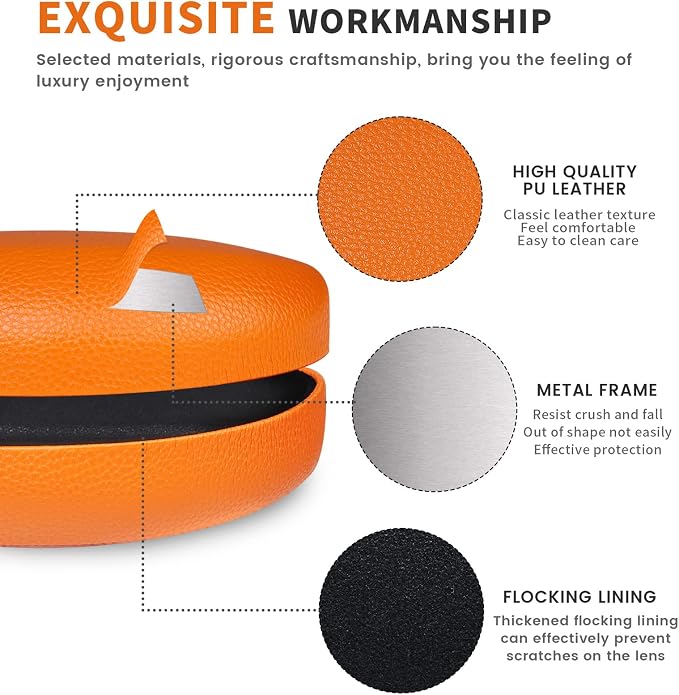 molshine Hard Shell Sunglasses Case,Classic Large Glasses Case for Sunglass,Eyeglasses with Cleaning Cloth,Pouch