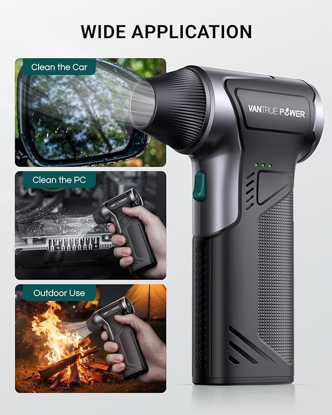 T150 Compressed Air Duster 110000RPM Super Power Air Duster, 3-Gear Adjustable Mini Blower with Fast Charging, Dust Blower for Computer, Keyboard, House, Outdoor,AC,PC and Car