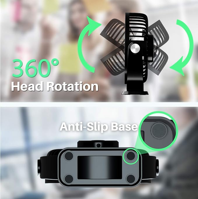 TriPole Small Desk Fan 2 Pack USB Powered Mini Portable Fan 360°Rotation | 3 Speeds Plug In USB Desk Fan Strong Airflow, 5.1" Small Quiet Personal Fan for Home Office Bedroom Hotel Travel, 4.9ft Cable